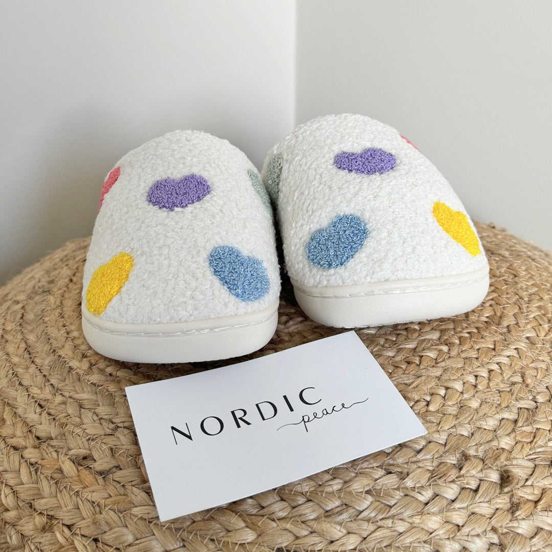 Damefarvede Hjerte-Tøfler – Glade & Hyggelige Indendørs Sko Slippers Tech Butik
