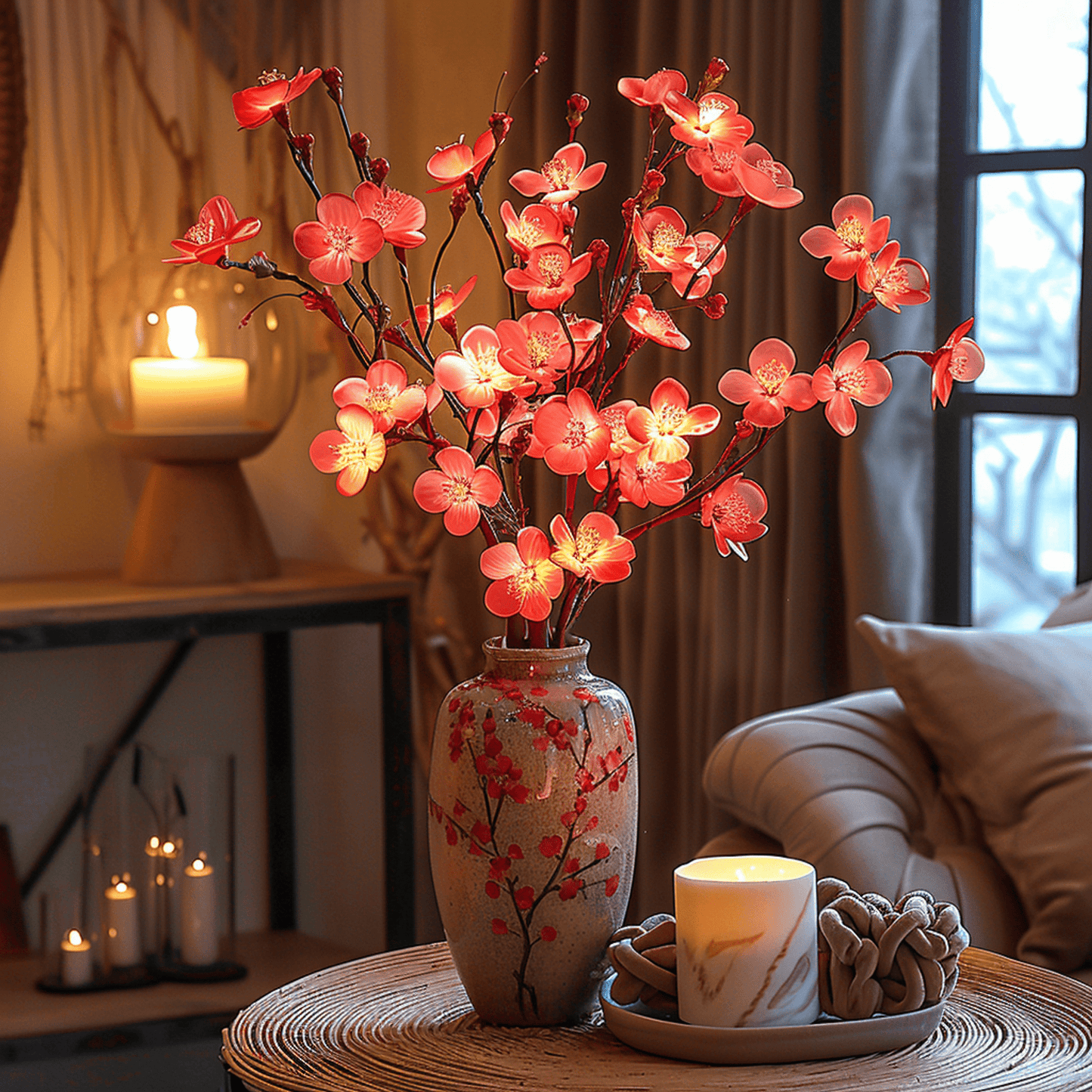 Eventyrlig Olivengren med Lys til Magisk Hjemmeindretning Bordlampe Tech Butik Kirsebærblomst