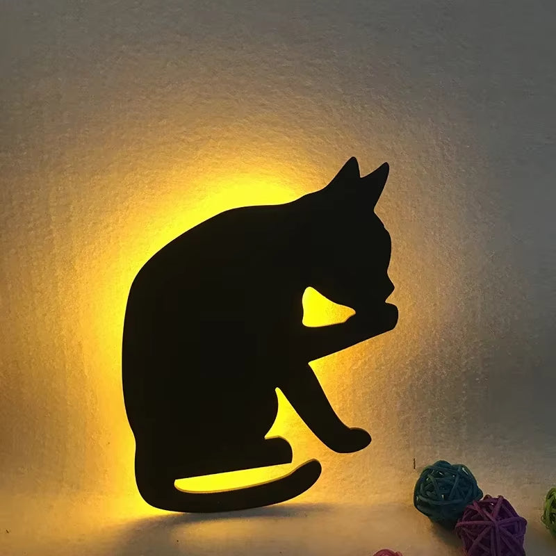 Katte Silhuet LED Sensorlampe til Hyggelig Stemningsbelysning Lamp Tech Butik Slikke
