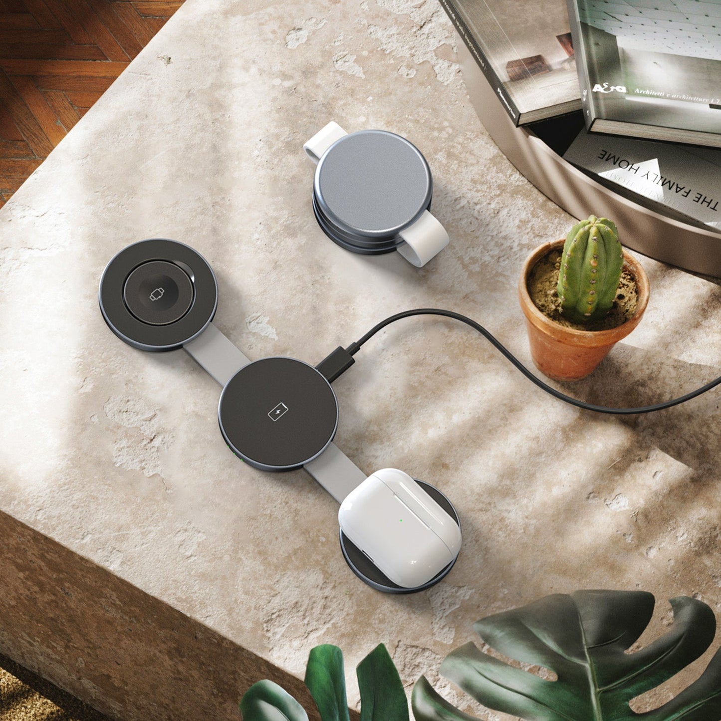 Kompakt Sammenklappelig 3-i-1 Trådløs Opladerstation Power Bank Tech Butik