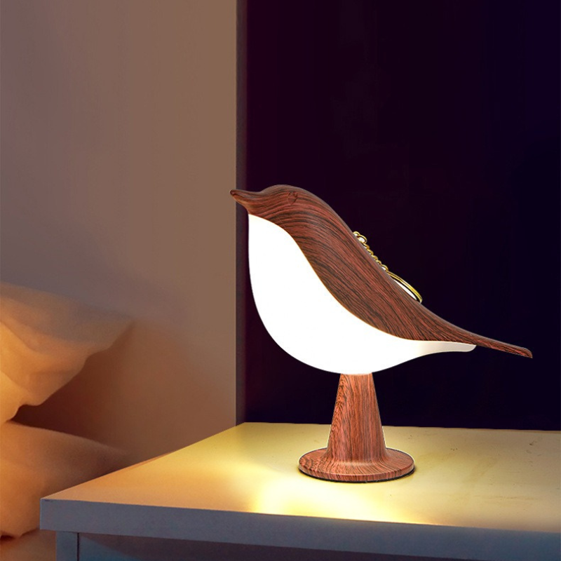 Kreativ Genopladelig LED Natlampe i Fugleform Lamp Tech Butik Brun