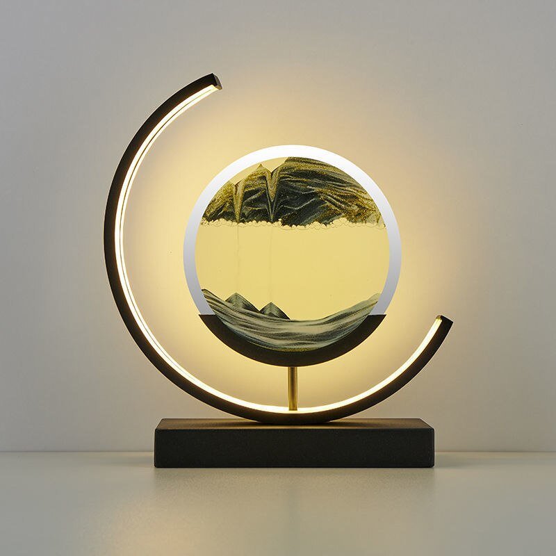 LED Sandkunst Ramme til Afslappende Hjemmedekoration Bordlamper Tech Butik Sort Sort