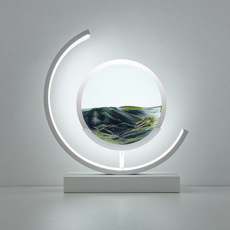 LED Sandkunst Ramme til Afslappende Hjemmedekoration Bordlamper Tech Butik Sort Hvid