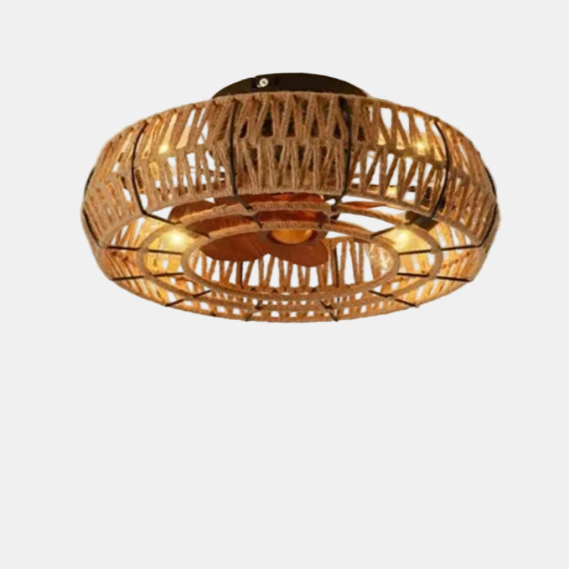 Loftlampe Plafondventilator i Naturligt Tovdesign Loftventilatorlampe Tech Butik