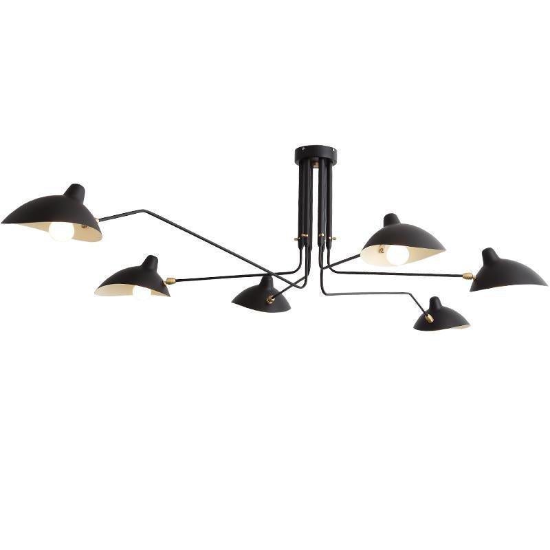 3-Arms Justerbar Væglampe til Elegant Belysning Loftslampe Tech Butik 6 hoveder: L 220cm x H 32cm Sort
