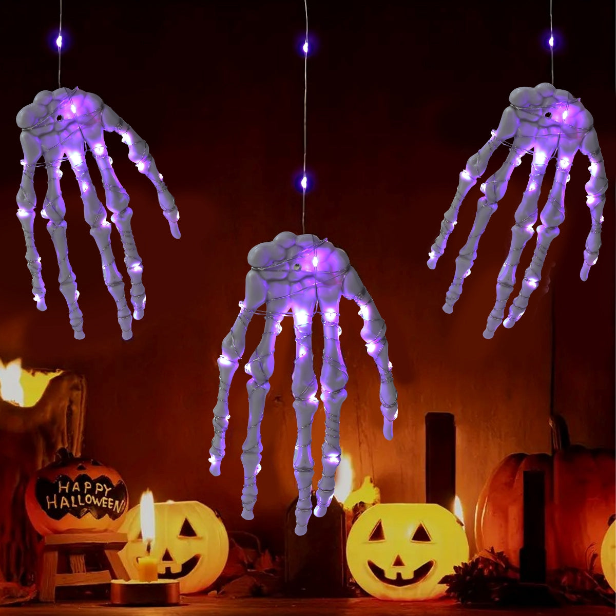 Oplyst Skelet-Hånd – Uhyggelig Halloween-dekoration med LED Sæsonbestemte dekorationer Tech Butik