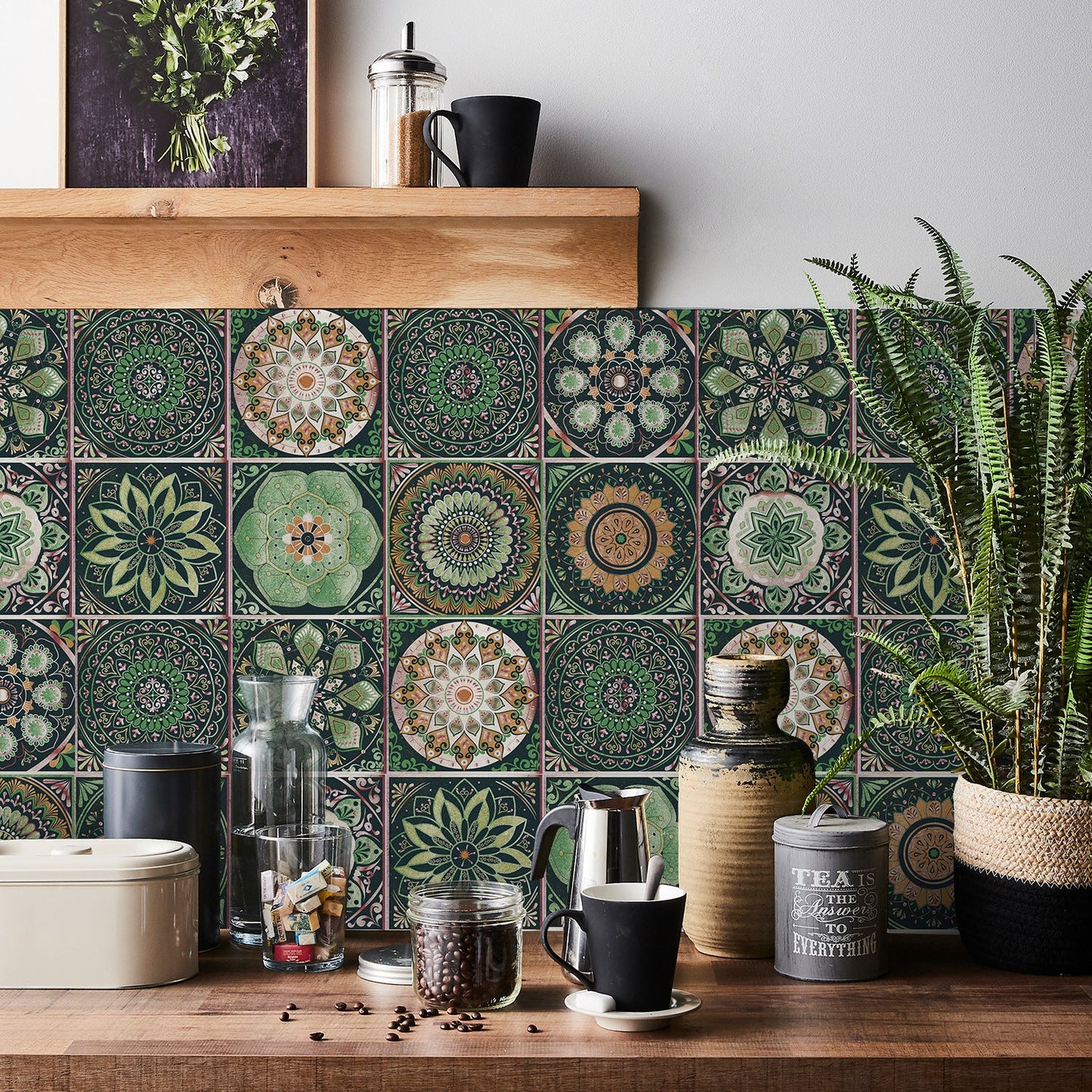 24-Delers Europæisk Mandala Flisesæt – Dekorativt & Stilfuldt Vægfliser Tech Butik