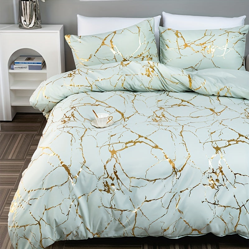 Luksus Dynebetræk med Marmorprint – Blødt, Åndbart & Elegant Sengetøj Sengetøj Tech Butik Mint 1 dynebetræk 135x200cm + 1 pudebetræk