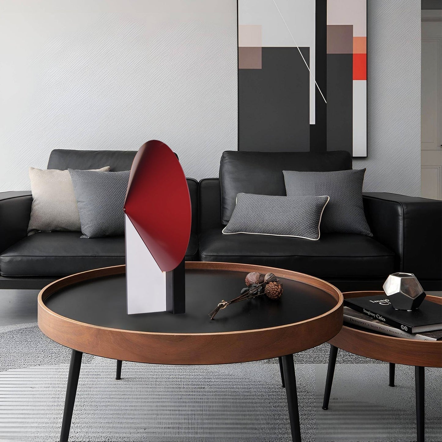 Midnatts Circle Bordlampe i Sfærisk Design med Metalbase Væglampe Tech Butik