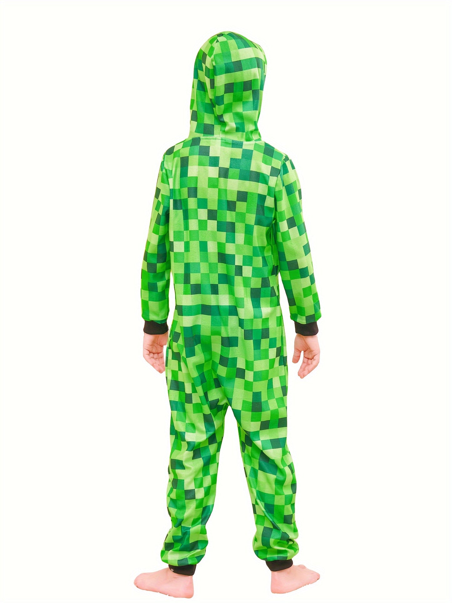 Børns Minecraft Kostume-Onsie – Grønternet Design til Halloween & Fester Drenge Kostumer Tech Butik