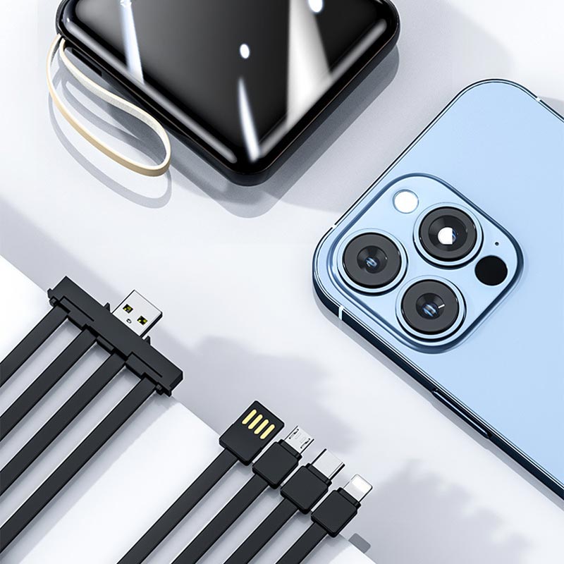 Bærbar 20.000 mAh Powerbank – Hurtig opladning & alt-i-én kabeldesign Bærbare opladere Tech Butik
