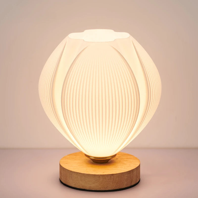 Minimalistisk Bordlampe i Træ med Blødt Skær Bordlamper Tech Butik