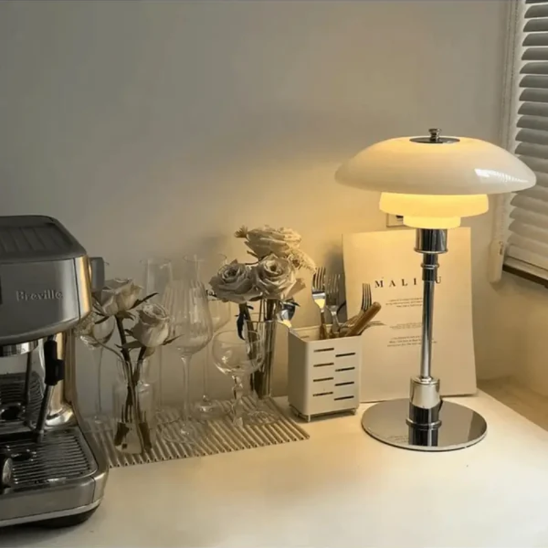 Moderne Bordlampe med Blødt Stemningslys Bordlampe Tech Butik Hvid Sølv