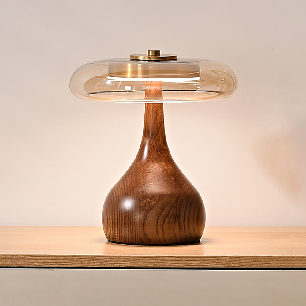 Moderne LED-bordlampe med træfinish Bordlampe Tech Butik
