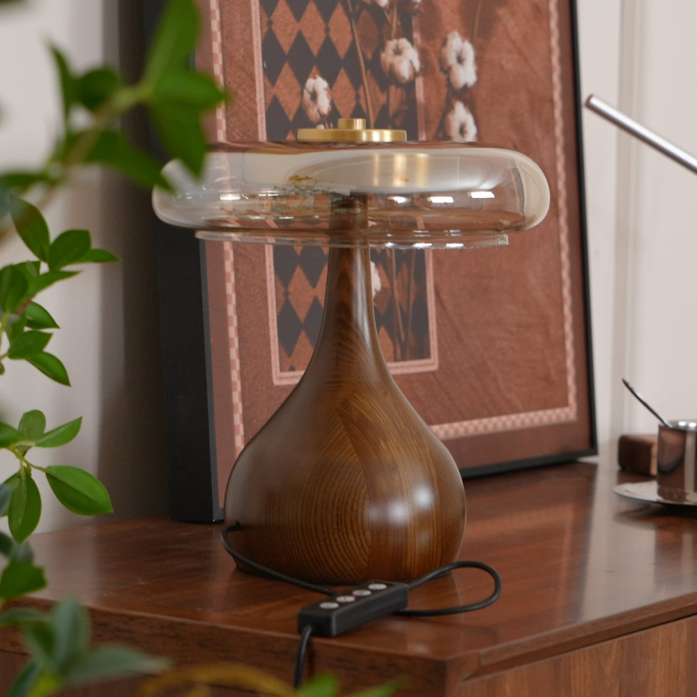 Moderne LED-bordlampe med træfinish Bordlampe Tech Butik