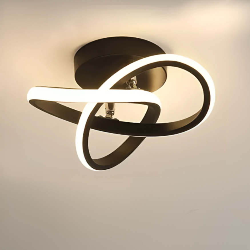 Moderne LED-loftlampe med dobbelt ring til stilfulde rum Loftslamper Tech Butik Bølge Sort