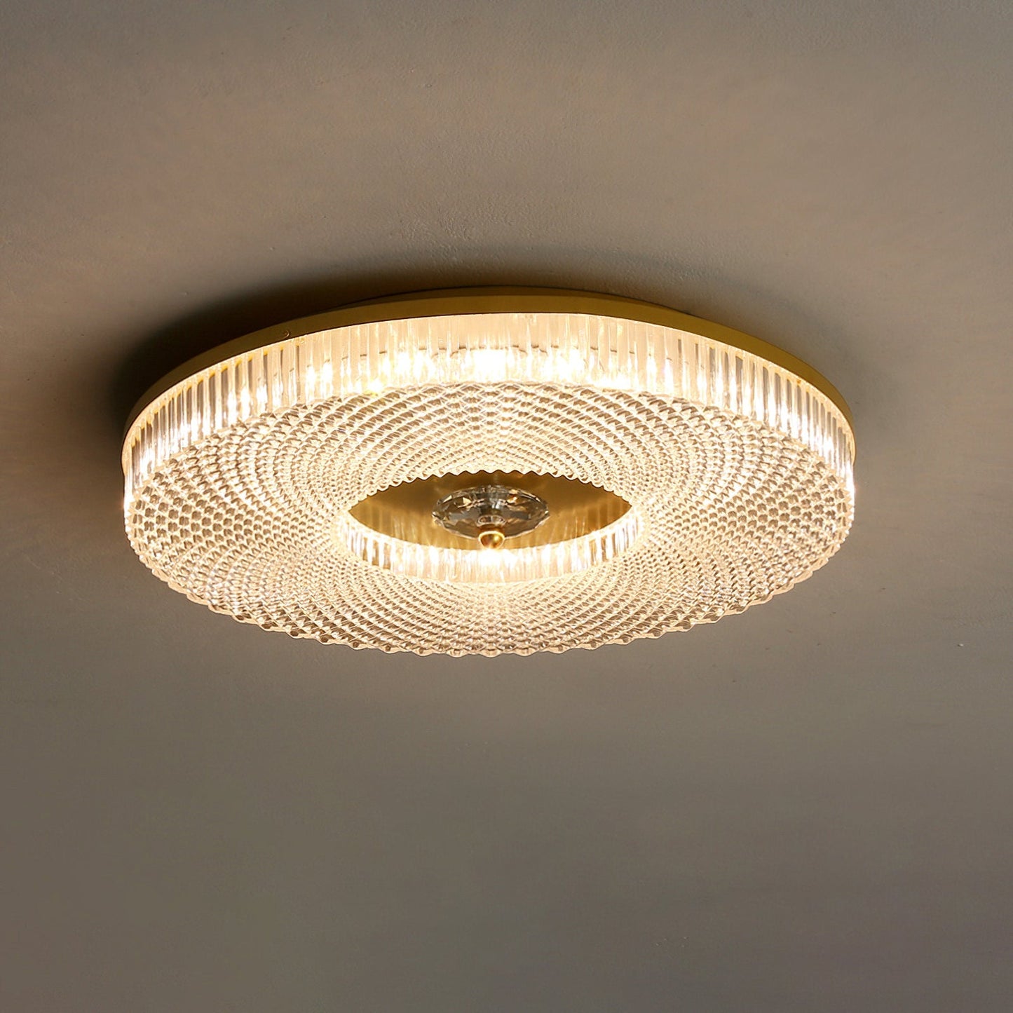 Moderne LED Loftlampe til Elegant Indretning Loftslampe Tech Butik Dia 40cm x H 7cm Guld Varmt lys