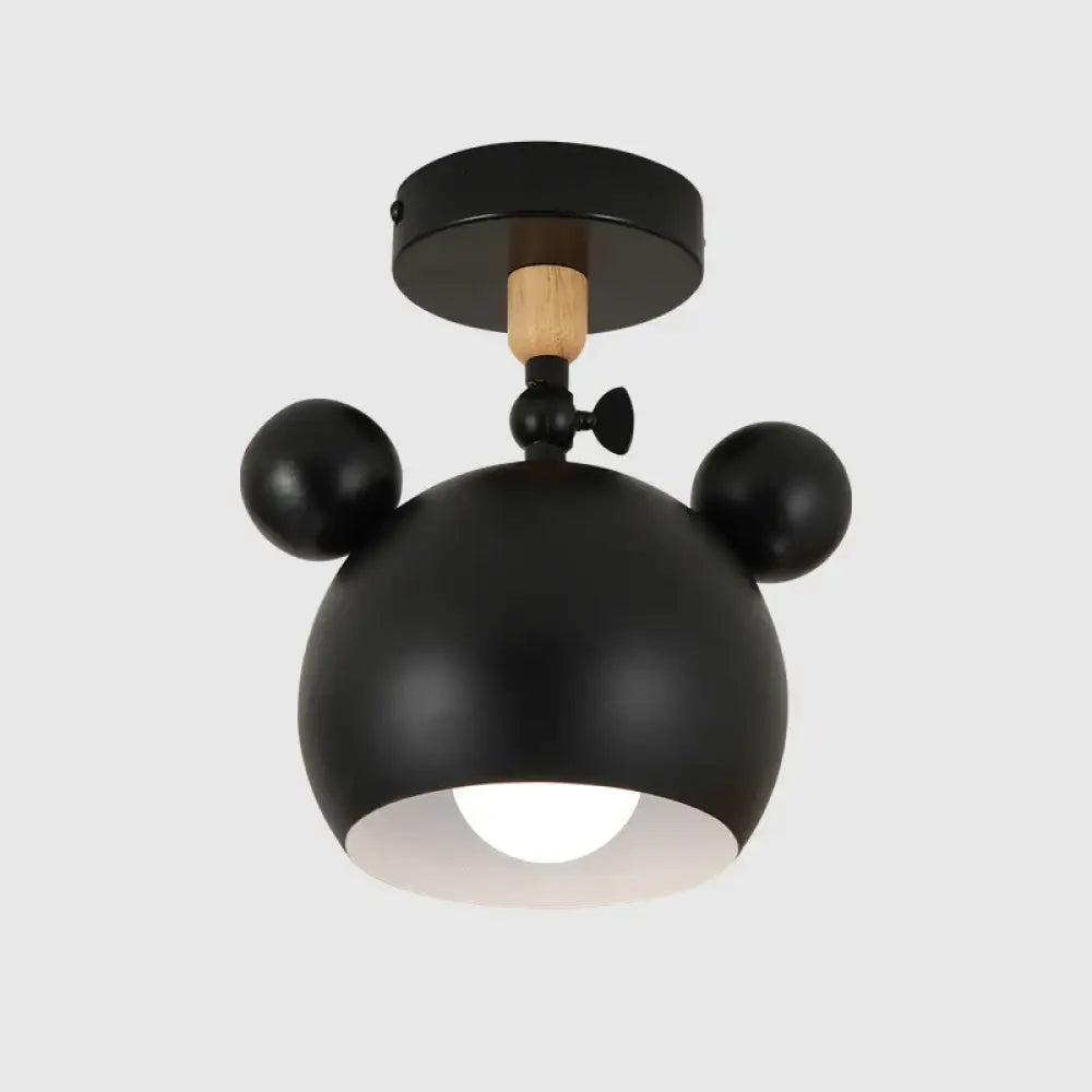 Moderne Loftlampe med Elegant Træ-Jern Design Børnelamper Tech Butik Sort