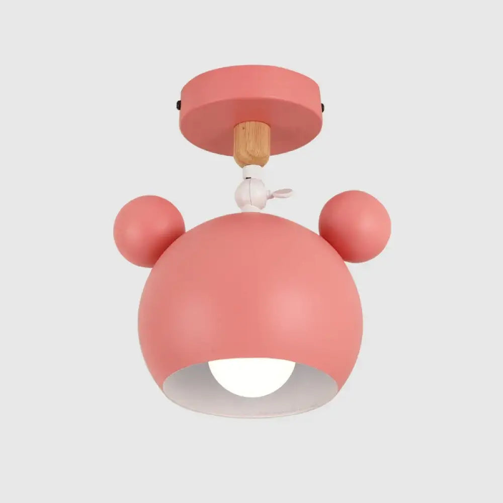 Moderne Loftlampe med Elegant Træ-Jern Design Børnelamper Tech Butik Lyserød