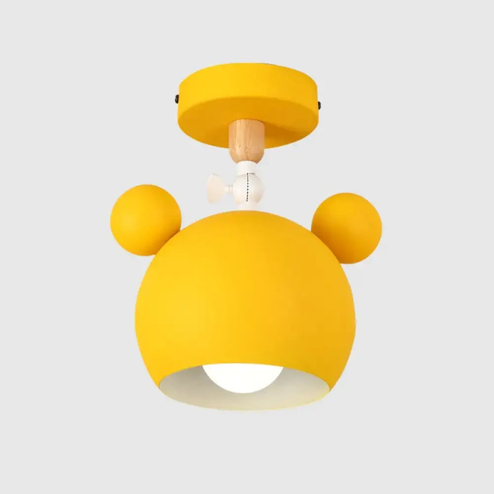 Moderne Loftlampe med Elegant Træ-Jern Design Børnelamper Tech Butik Gul