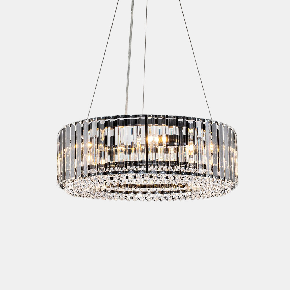 Moderne Lysekrone i Krystal med Justerbar Højde til Spisestue – 6 Lys Kronleuchtere Tech Butik Sort