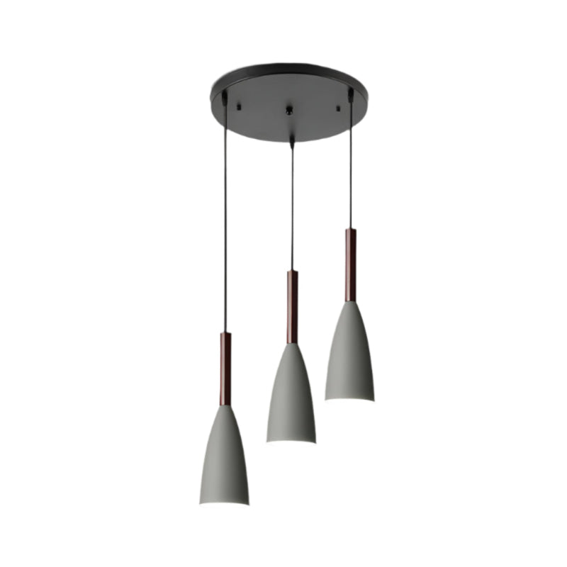 Moderne Nordisk Loftlampe Hængelamper Tech Butik 3 stk rund grå