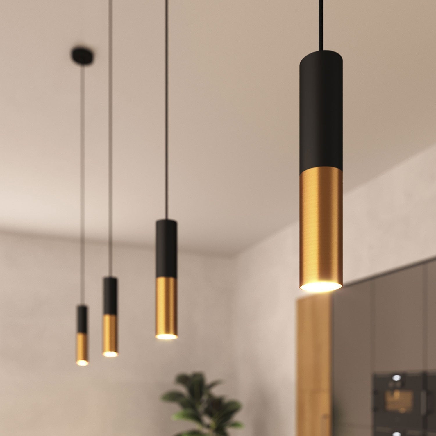 Creative Cables Tube Pendellampe – Messing/Sort Moderne Elegance Pendellamper Tech Butik Default
