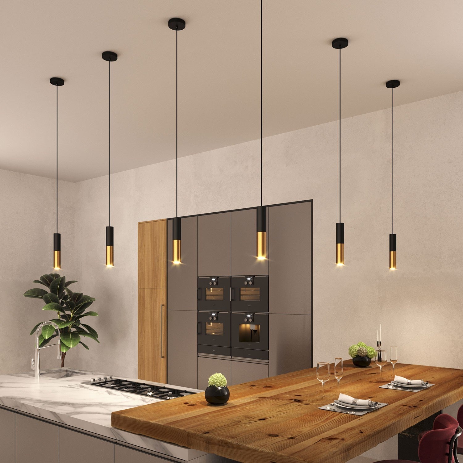 Creative Cables Tube Pendellampe – Messing/Sort Moderne Elegance Pendellamper Tech Butik