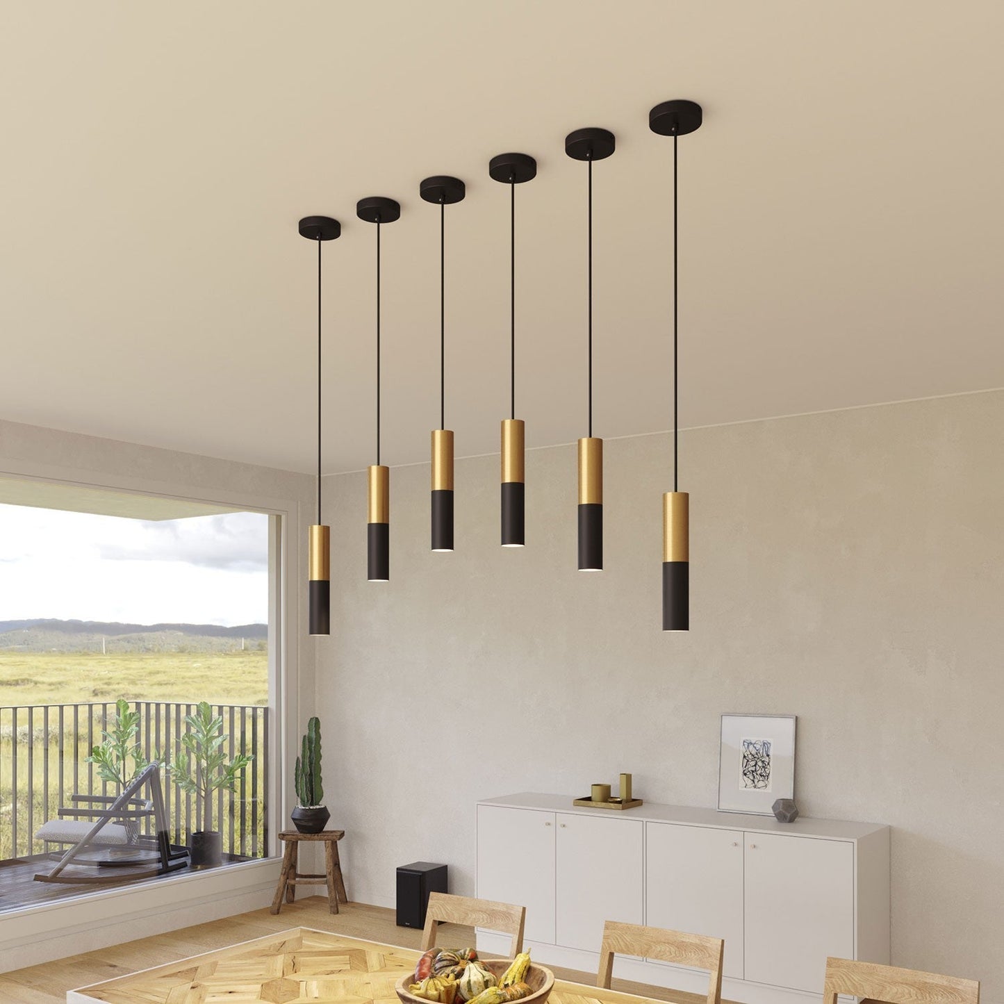 Creative Cables Tube Pendellampe – Messing/Sort Moderne Elegance Pendellamper Tech Butik