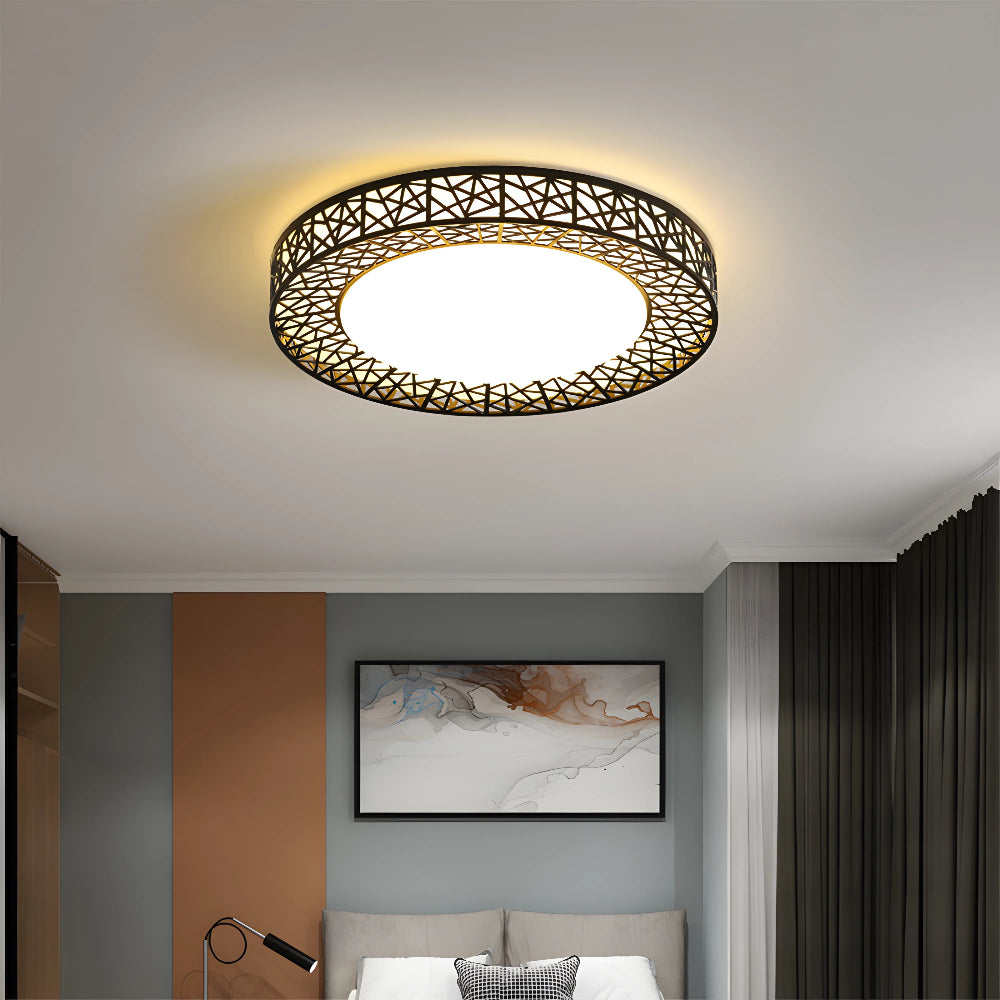 Moderne Rund LED Loftlampe til Hygge og Stil Lamp Tech Butik Sort Dia 40cm x H 10cm Hvidt lys