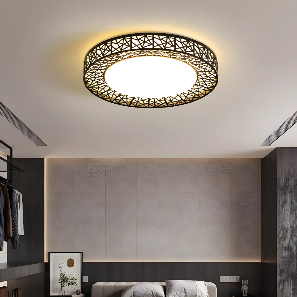 Moderne Rund LED Loftlampe til Hygge og Stil Lamp Tech Butik Sort Dia 40cm x H 10cm 3 Farveændring