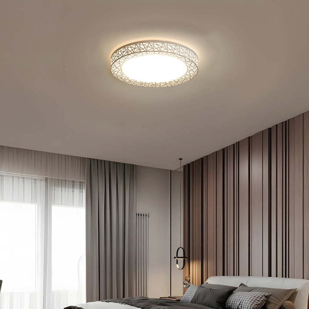 Moderne Rund LED Loftlampe til Hygge og Stil Lamp Tech Butik Hvid Dia 40cm x H 10cm Dæmpbar via fjernbetjening