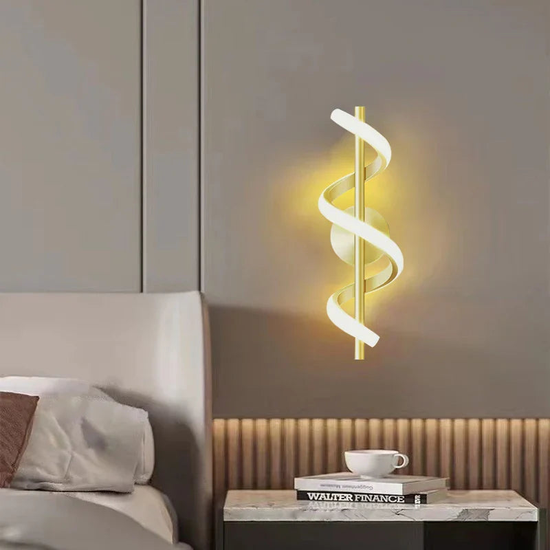 Moderne Spiral Væglampe til Indendørs Stemning Væglamper Tech Butik Guld Varm hvid