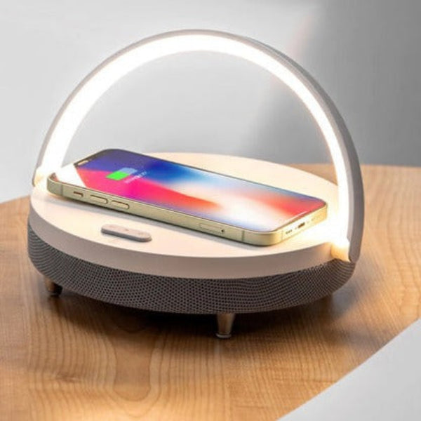 Moderne Trådløs Oplader Højttaler Lampe med Justerbar Lysstyrke Højttalere & Lyd Tech Butik Hvid