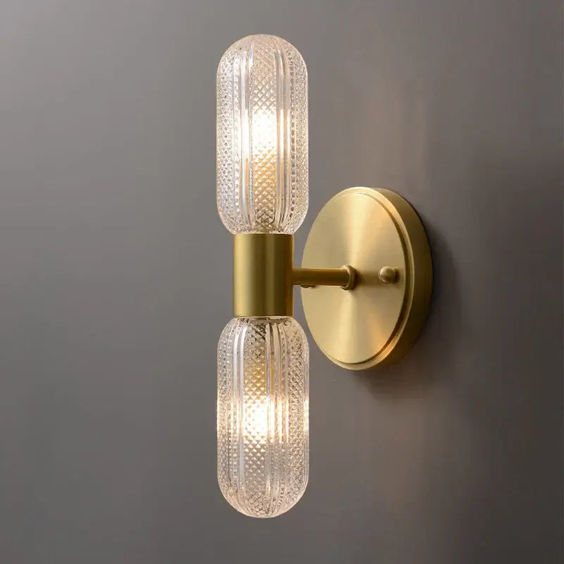 Moderne Væglampe i Guld med Klart Glas Væglamper Tech Butik