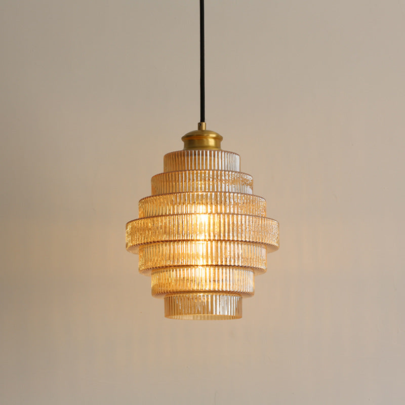 Moderne messingfarvet glaspendel i flaskedesign Hængende lampe Tech Butik