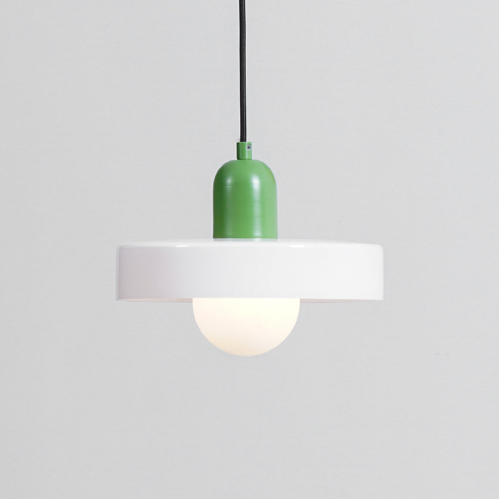 Moderne pendellampe med frostet diffuser og farverig lampeskærm Hængende lampe Tech Butik Ø 9.8″ x H 8.7″ / Dia 25cm x H 22cm Hvid & Grøn