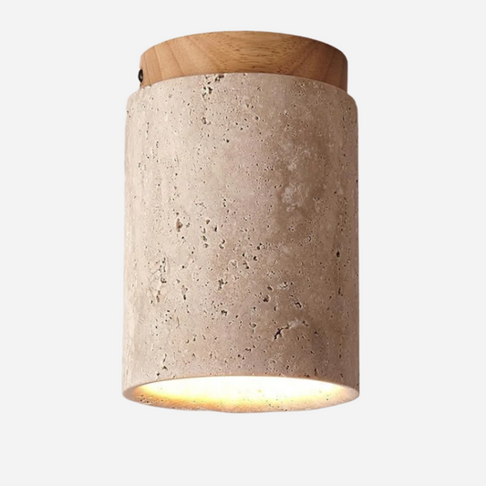 Naturlig travertin loftslampe til et moderne interiør Loftlamper Tech Butik Naturligt træ Varm hvid