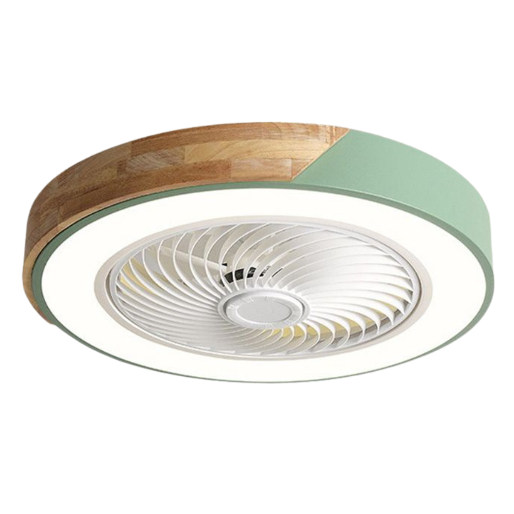 Plafondventilator med LED-belysning og Træfinish Loftventilatorlampe Tech Butik Grøn