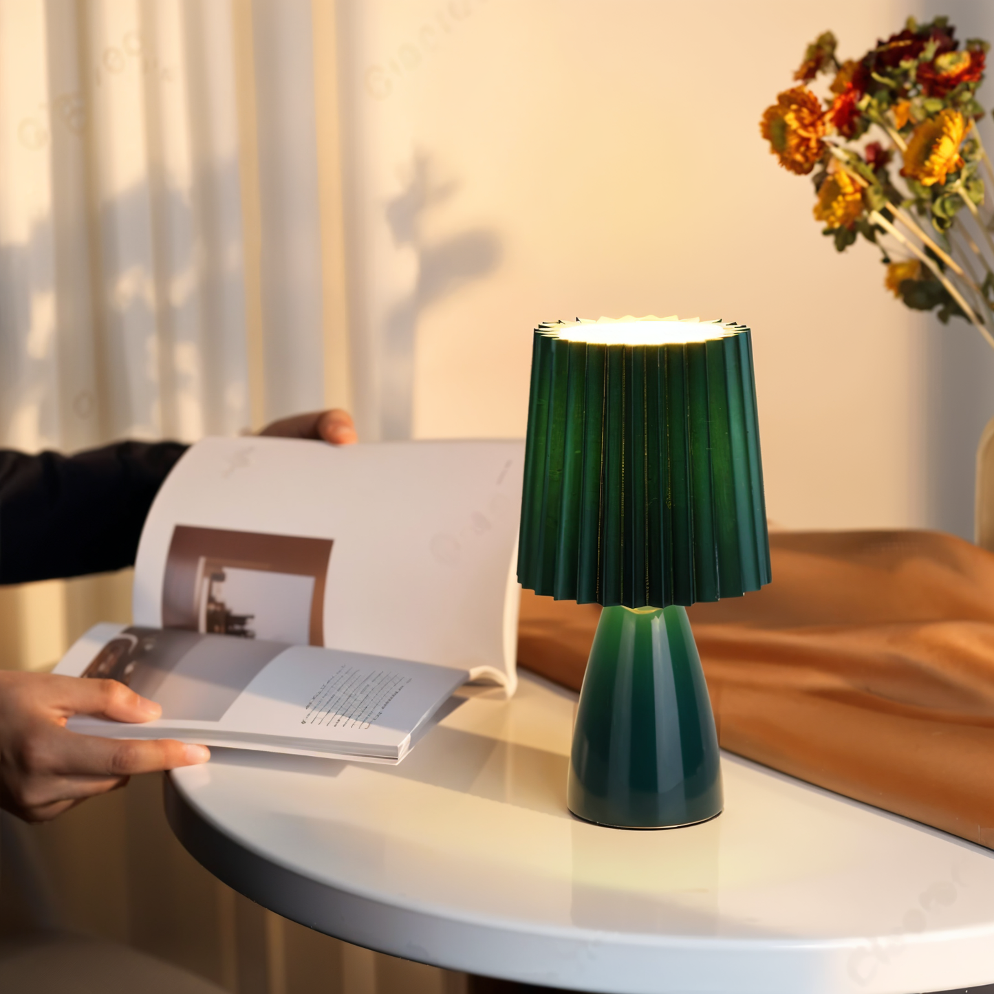 Plisseret LED-bordlampe til stilfuld hjemmebelysning Bordlamper Tech Butik