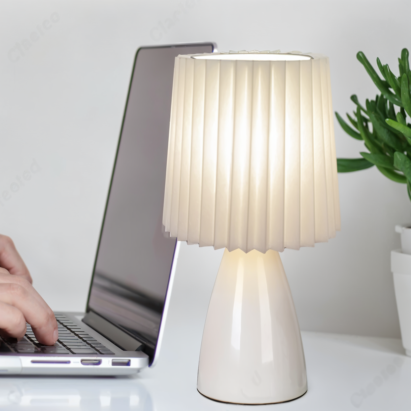 Plisseret LED-bordlampe til stilfuld hjemmebelysning Bordlamper Tech Butik