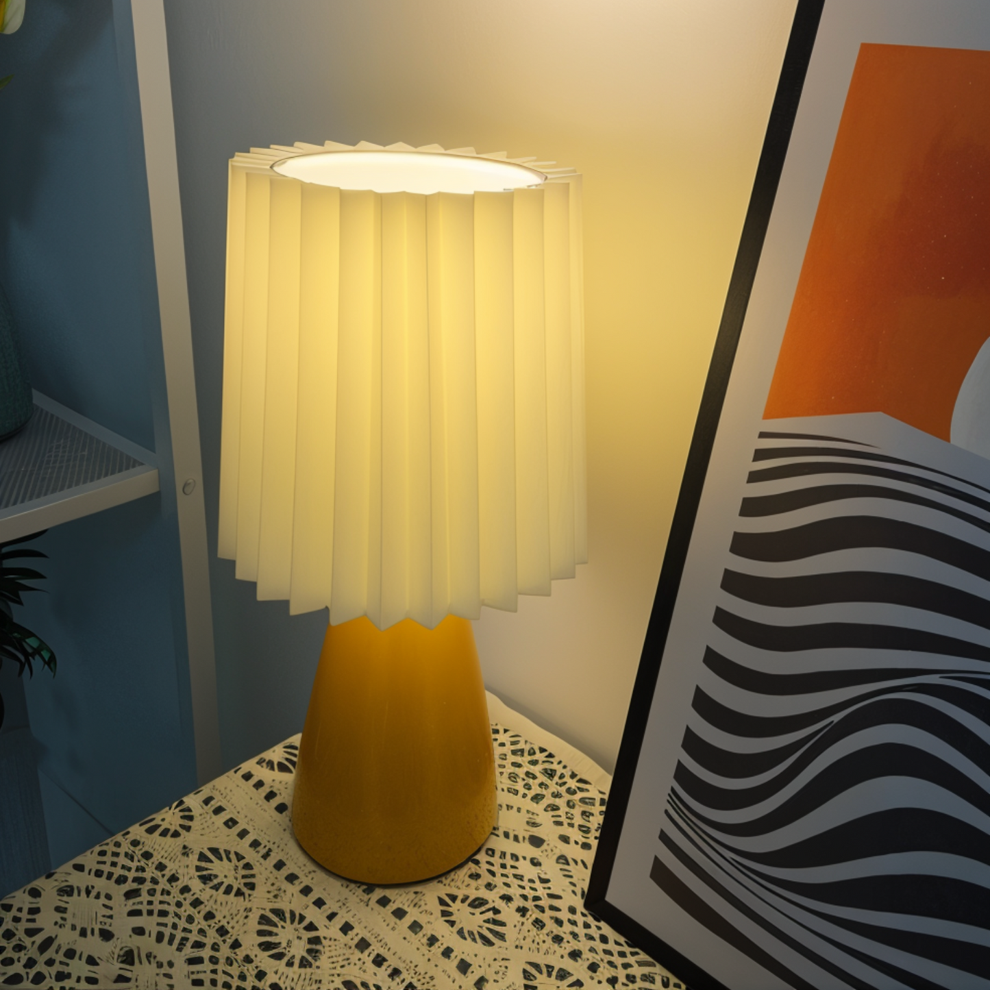 Plisseret LED-bordlampe til stilfuld hjemmebelysning Bordlamper Tech Butik