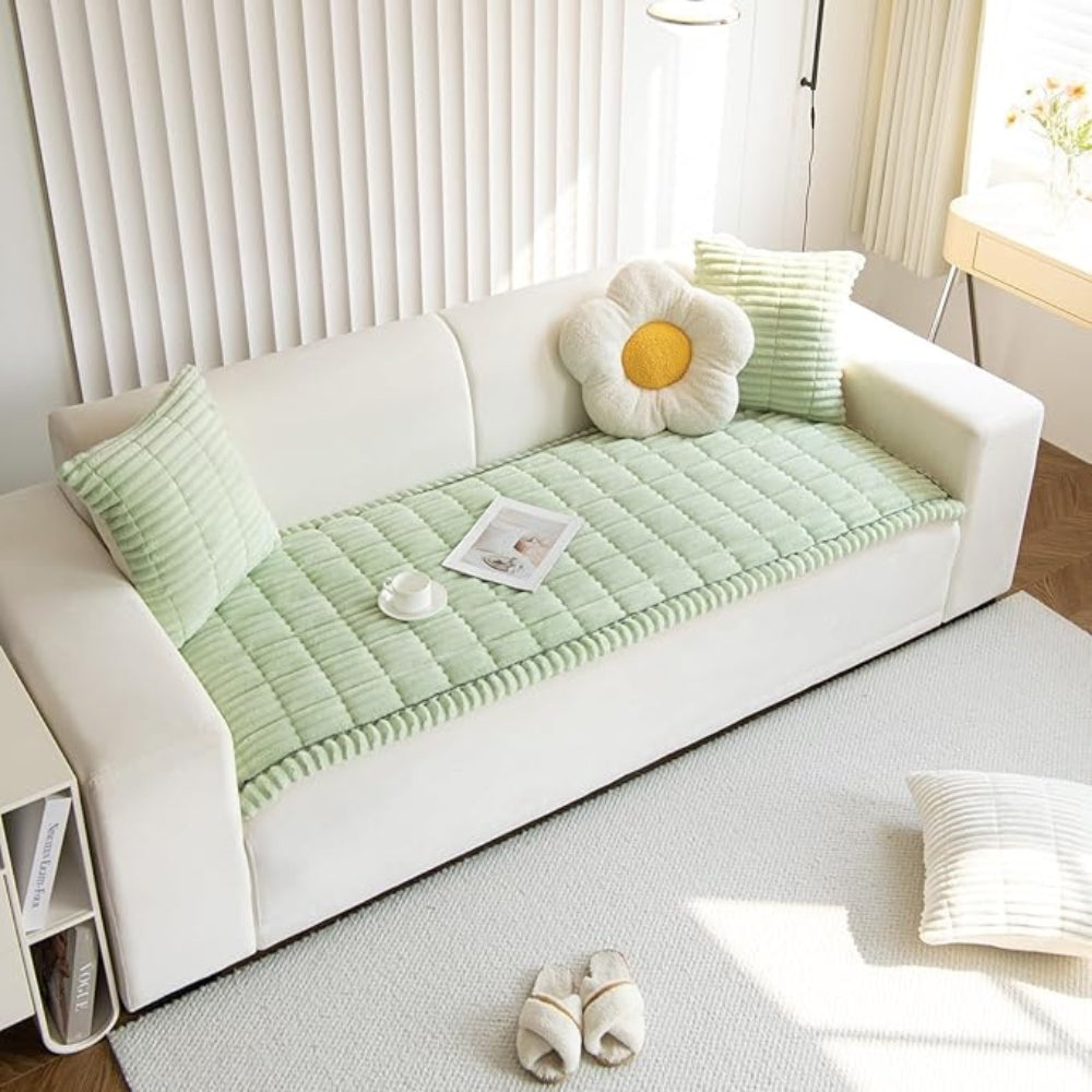 Plyssofabetræk med Plisserede Kanter – Hyggelig Elegance til Dit Opholdsrum Sofa Tilbehør Tech Butik