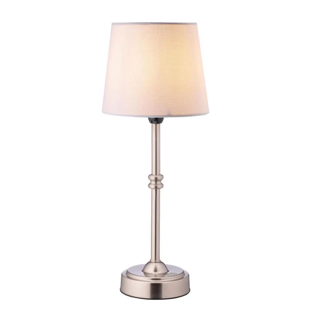 Retro Trådløs Bordlampe med Justerbar Lysstyrke Bærbar LED Belysning til Indendørs & Udendørs Brug Bordlamper Tech Butik Sølv Stof