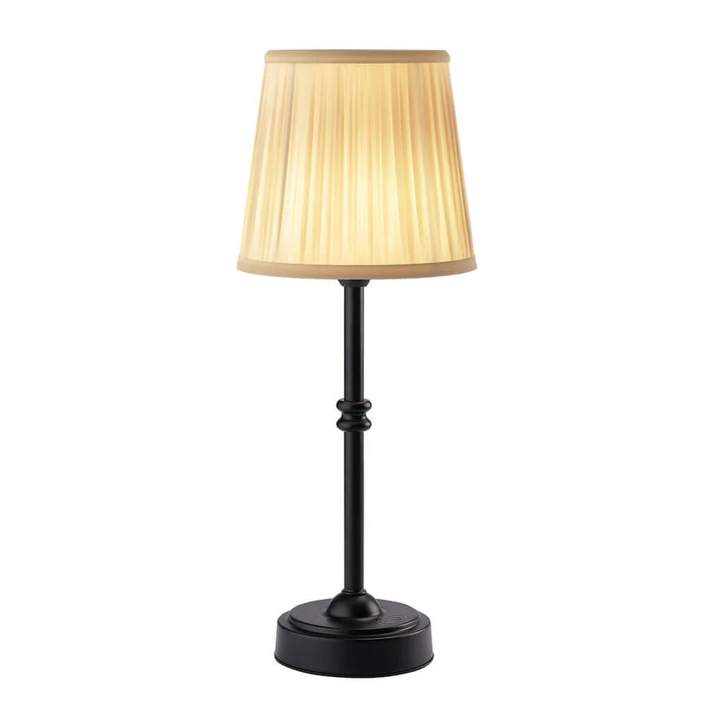 Retro Trådløs Bordlampe med Justerbar Lysstyrke Bærbar LED Belysning til Indendørs & Udendørs Brug Bordlamper Tech Butik Sort Plisseret