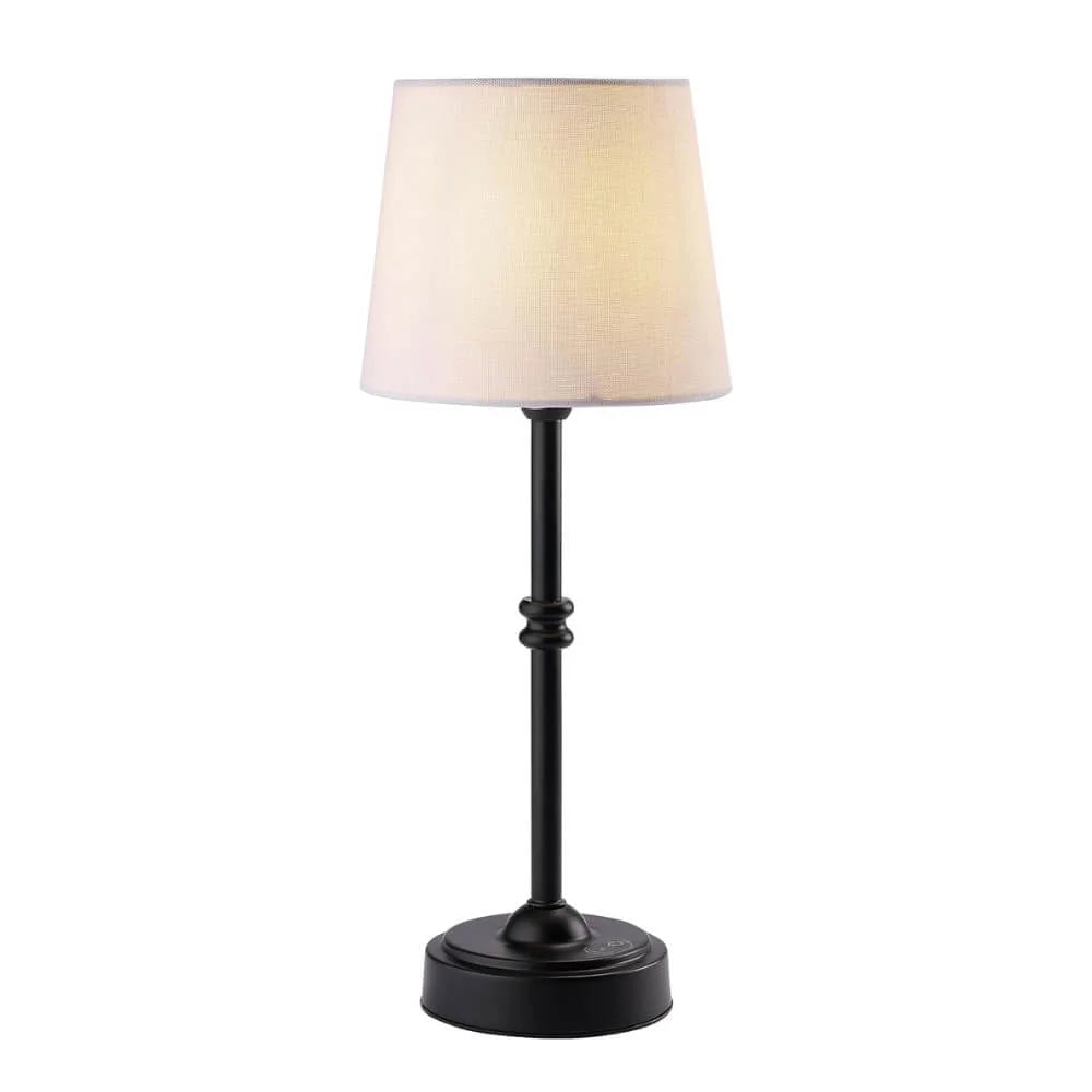 Retro Trådløs Bordlampe med Justerbar Lysstyrke Bærbar LED Belysning til Indendørs & Udendørs Brug Bordlamper Tech Butik Sort Stof