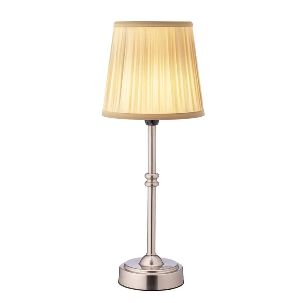 Retro Trådløs Bordlampe med Justerbar Lysstyrke Bærbar LED Belysning til Indendørs & Udendørs Brug Bordlamper Tech Butik Sølv Plisseret