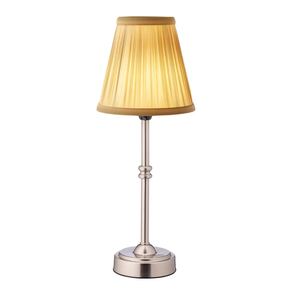 Retro Trådløs Bordlampe med Justerbar Lysstyrke Bærbar LED Belysning til Indendørs & Udendørs Brug Bordlamper Tech Butik Sølv Silke