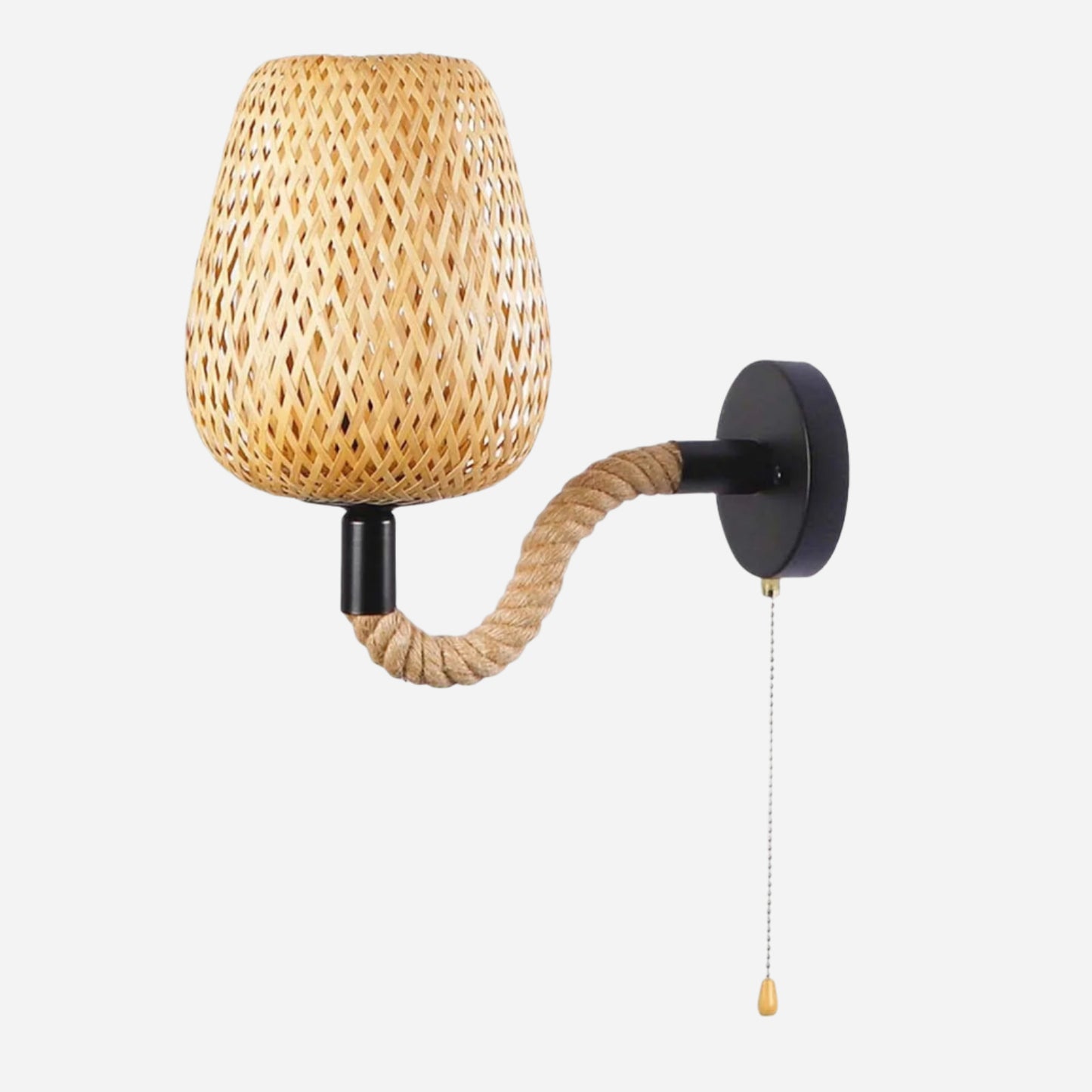 Retro Væglampe i Bambus og Rattan med Håndtag af Hampereb Lamp Tech Butik