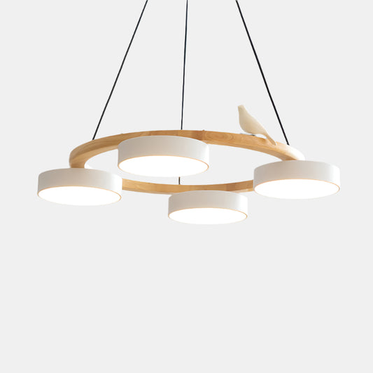 Rund Fugl Lysekrone med Naturinspireret Design lampe Tech Butik 4 Hoveder ∅ 65 cm x H 14 cm Hvid Varmt Lys